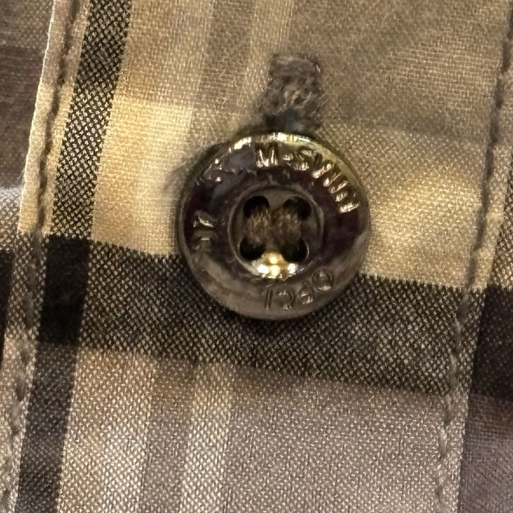MO7 Most Official‎ Seven Button Up Shirt Mens 3XL  Gray Black Plaid Long Sleeved - Picture 12 of 13